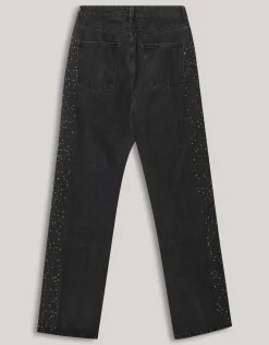 Shoeby Studs Wide Leg Fit Jeans Donkergrijs<DAMES Jeans