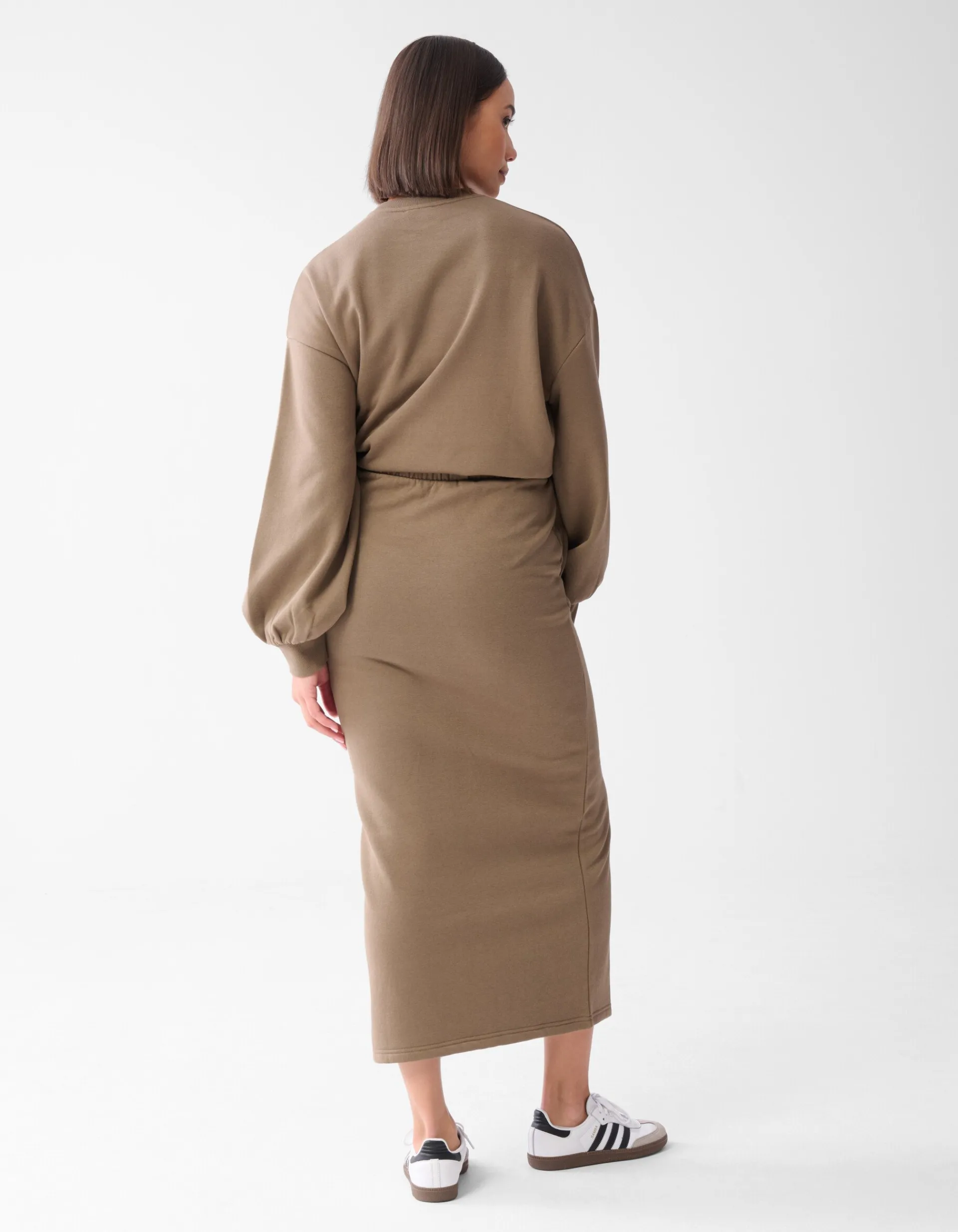 Shoeby Sweat Maxi Rok Bruin<DAMES Rokken