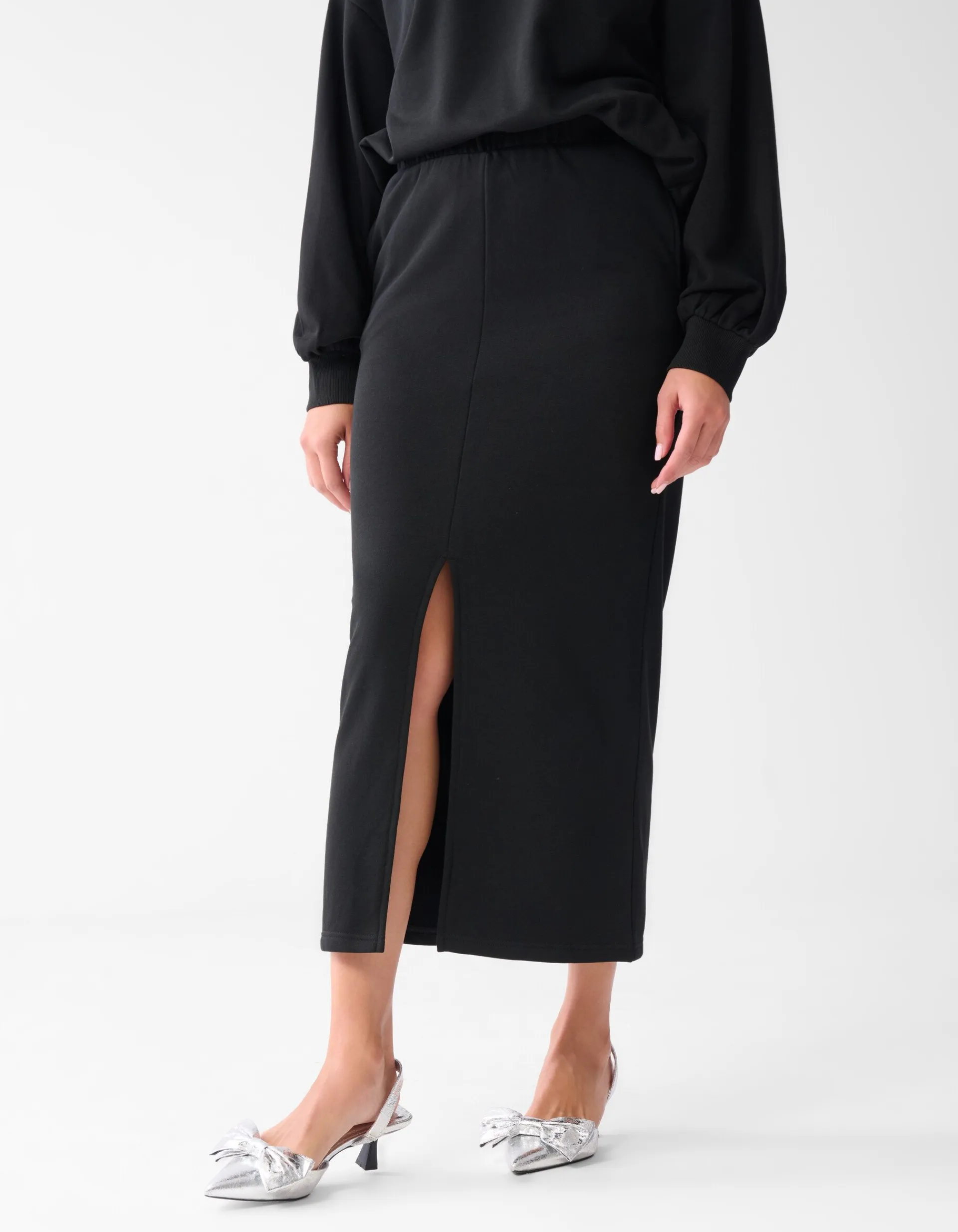 Shoeby Sweat Maxi Rok Zwart<DAMES Rokken