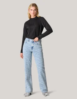 Shoeby Swirl Crinkle Top Zwart<DAMES Tops