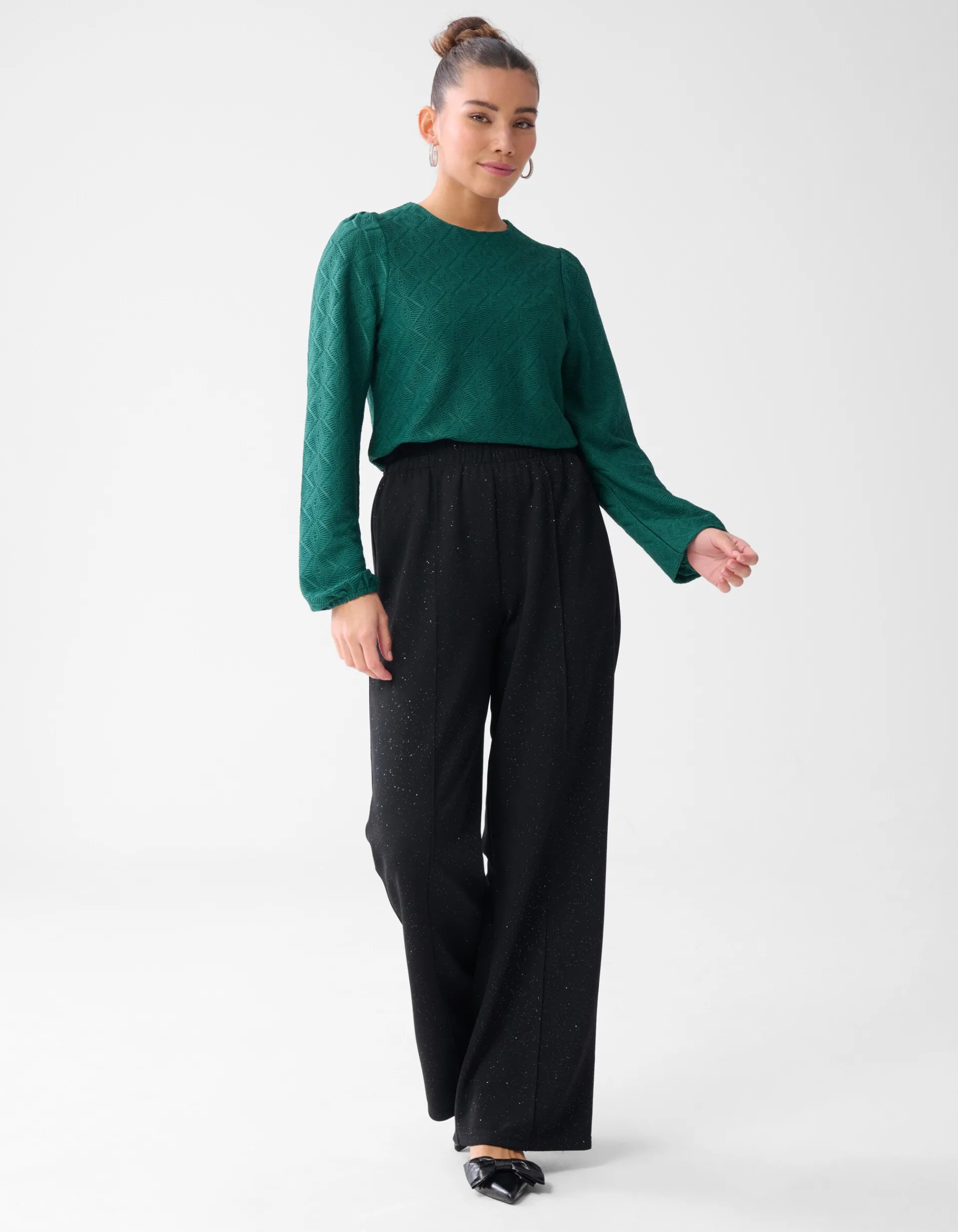 Shoeby Swirl Structuur Top Donkergroen<DAMES Tops