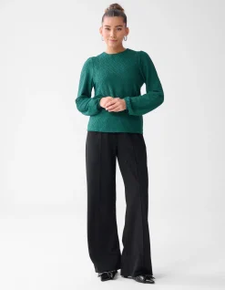 Shoeby Swirl Structuur Top Donkergroen<DAMES Tops