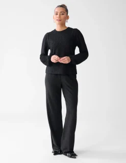 Shoeby Swirl Structuur Top Zwart<DAMES Tops