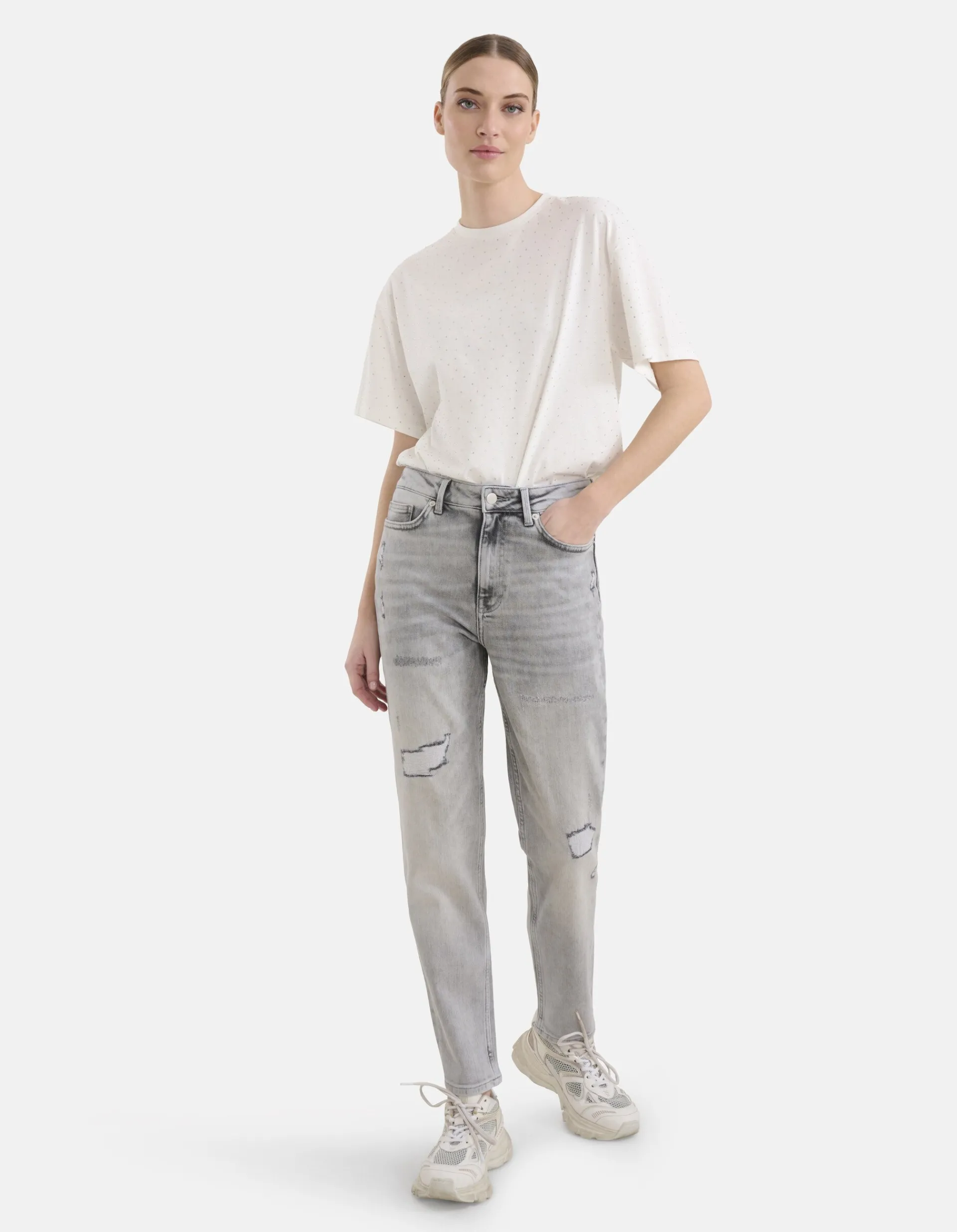 Shoeby Tapered Fit Jeans Lichtgrijs<DAMES Jeans