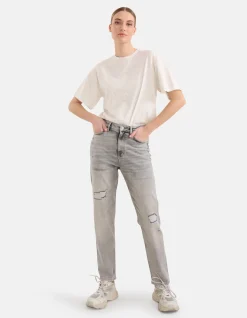 Shoeby Tapered Fit Jeans Lichtgrijs<DAMES Jeans