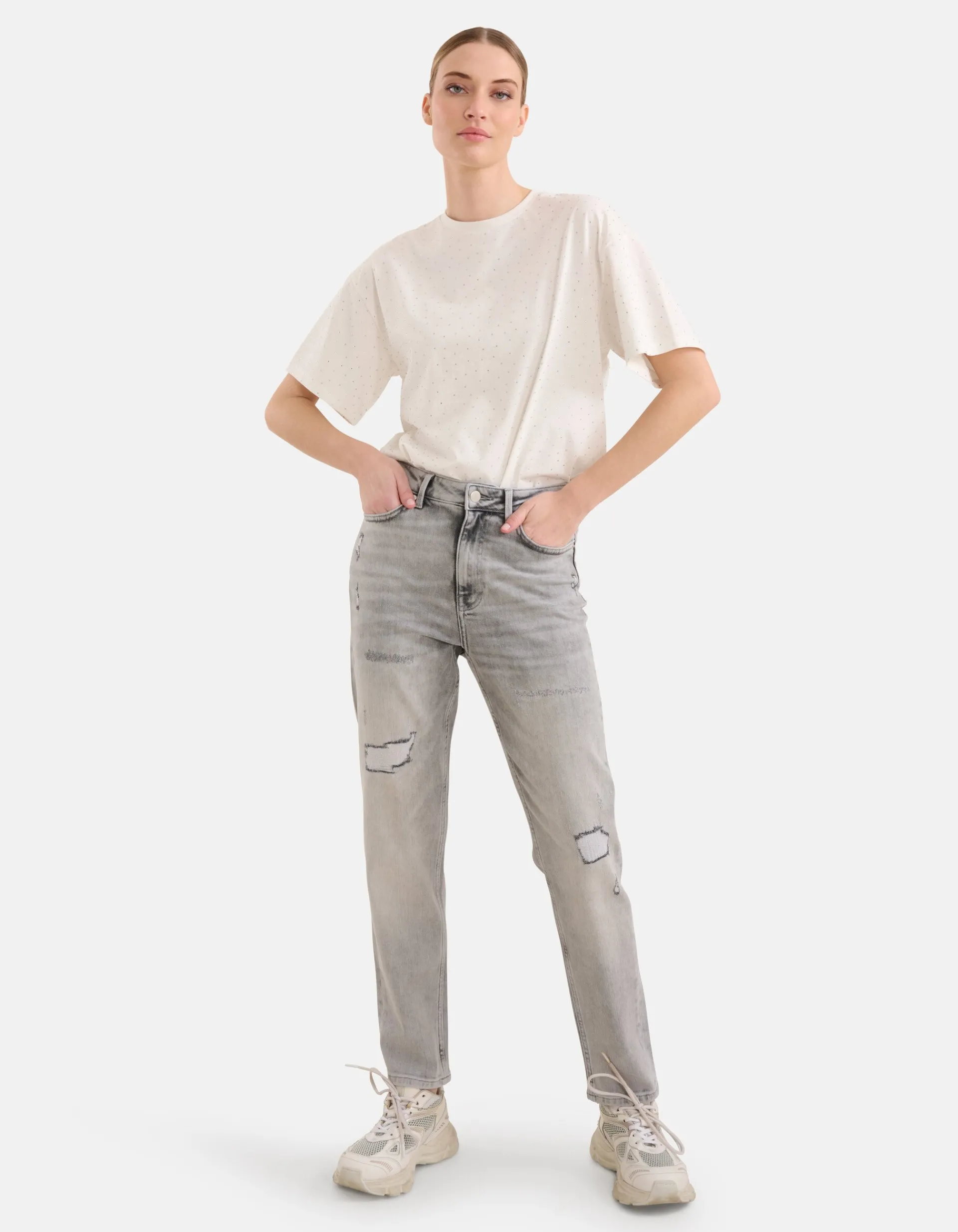 Shoeby Tapered Fit Jeans Lichtgrijs<DAMES Jeans