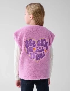 Shoeby Teddy Embroidery Gilet Roze< Gilets