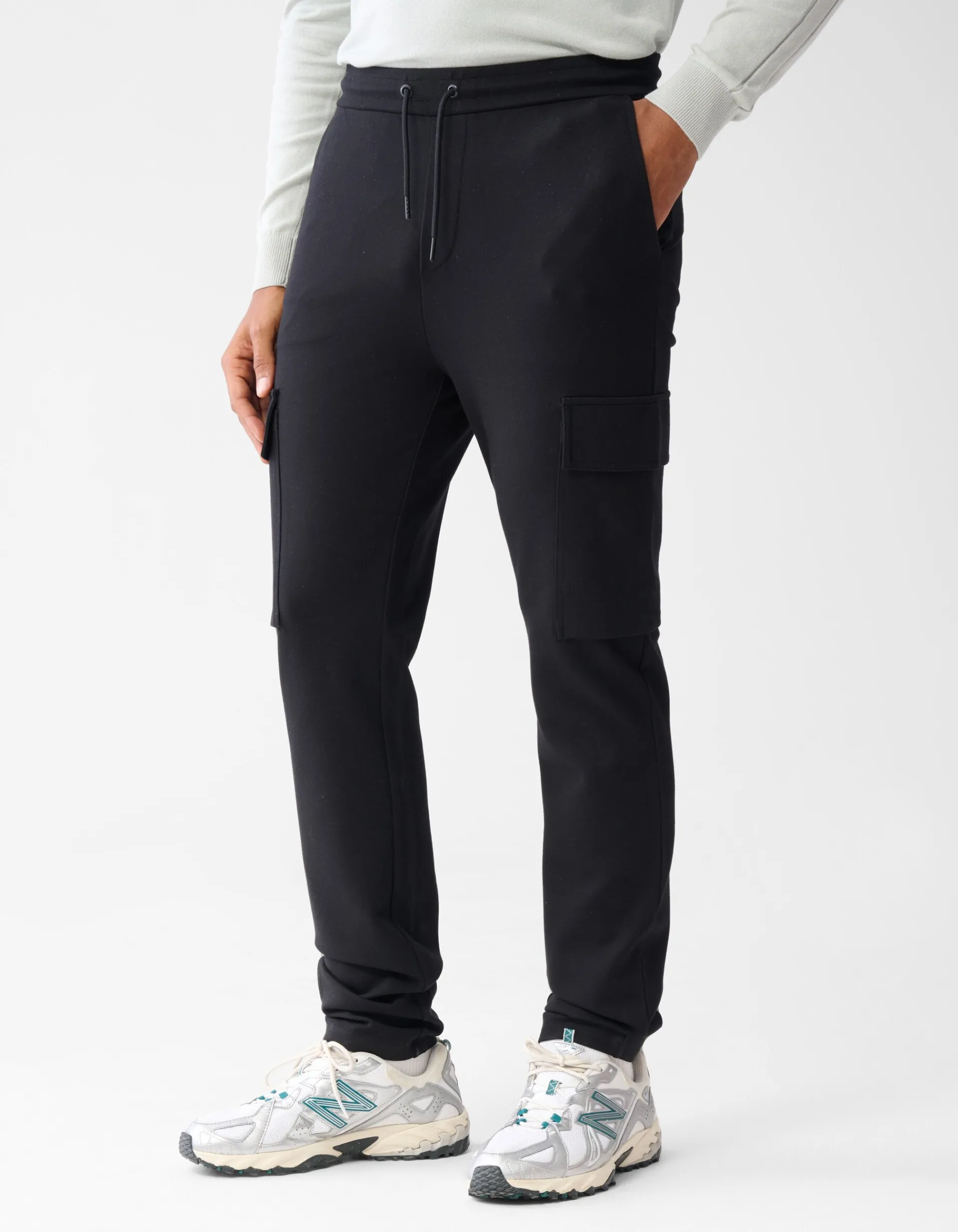Shoeby Tricot Cargo Broek Zwart<Heren Broeken