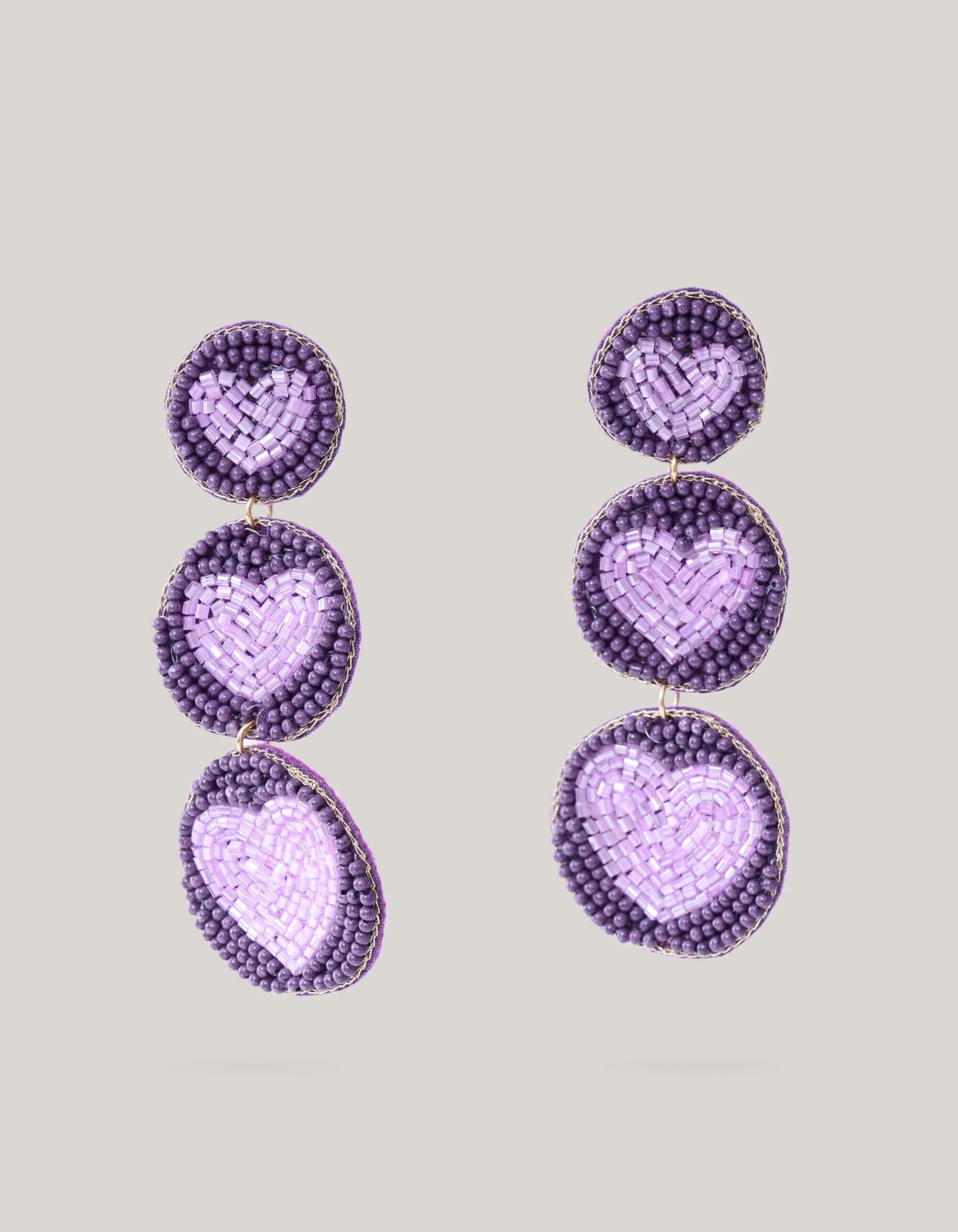Shoeby Triple Heart Oorbellen Paars<DAMES Sieraden