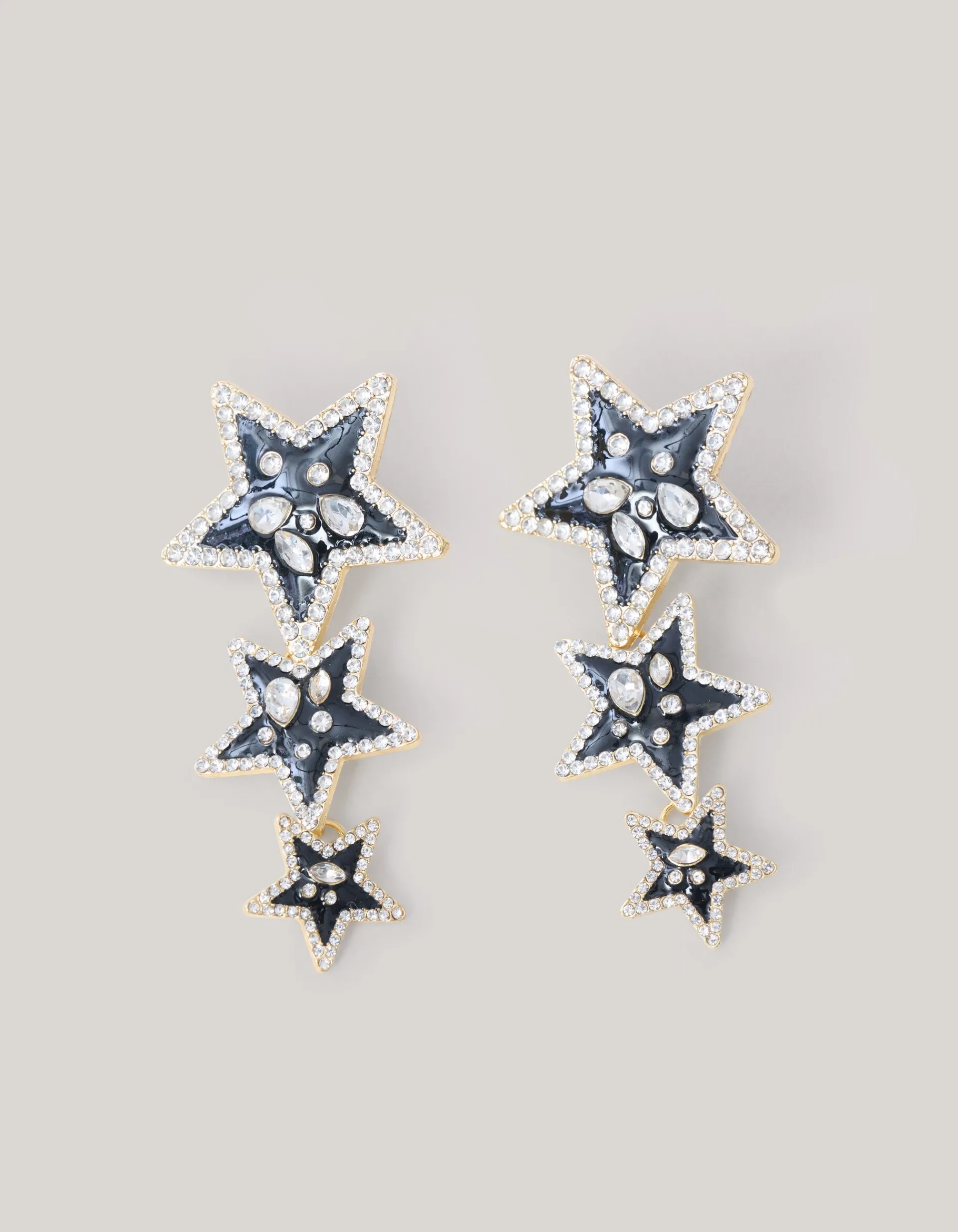 Shoeby Triple Star Oorbellen Zwart<DAMES Sieraden