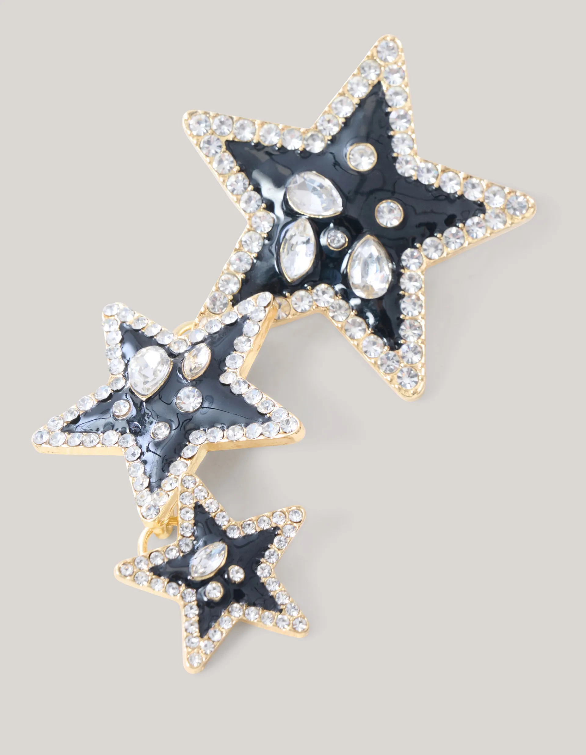 Shoeby Triple Star Oorbellen Zwart<DAMES Sieraden