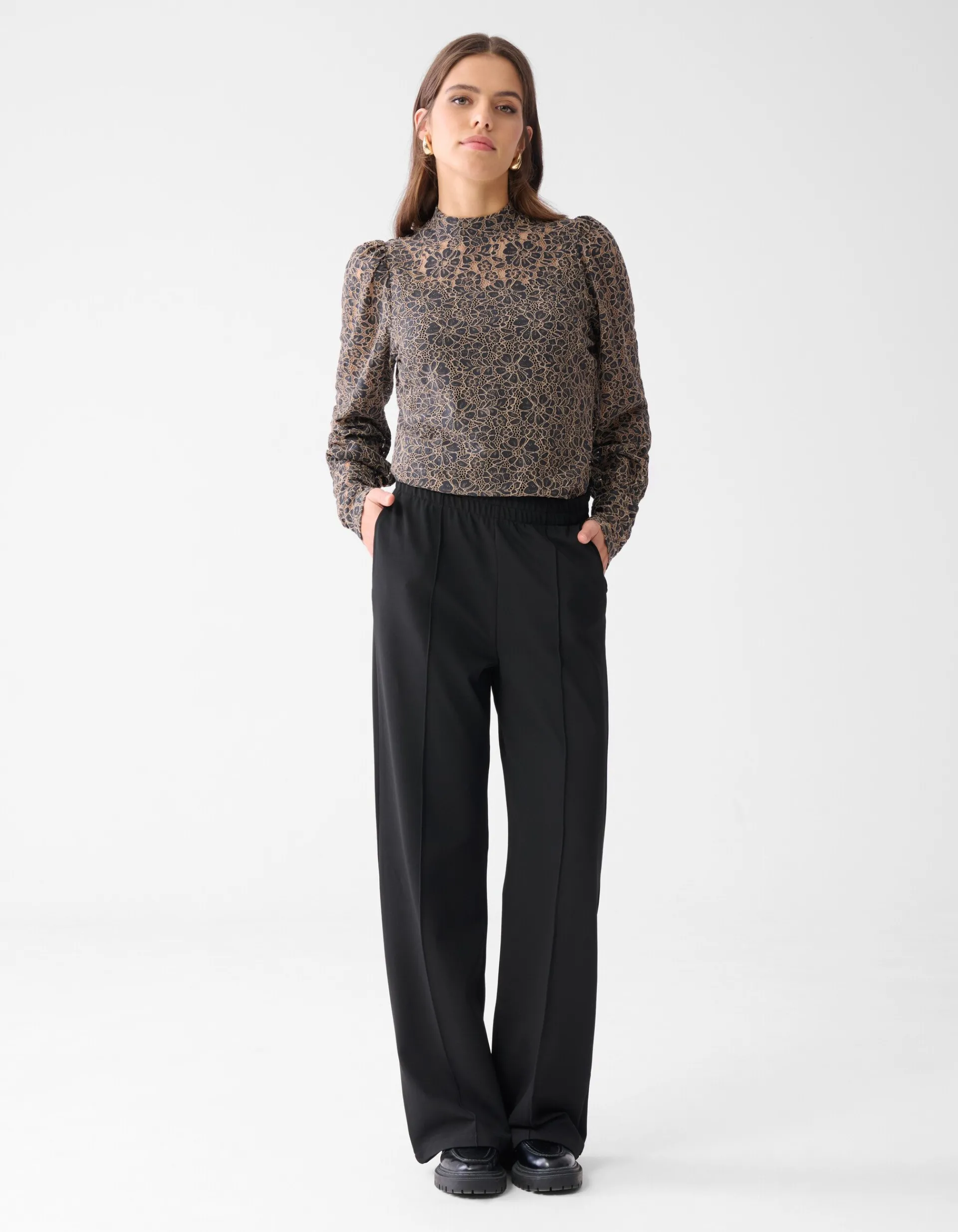 Shoeby Two Tone Kanten Top Bruin<DAMES Tops