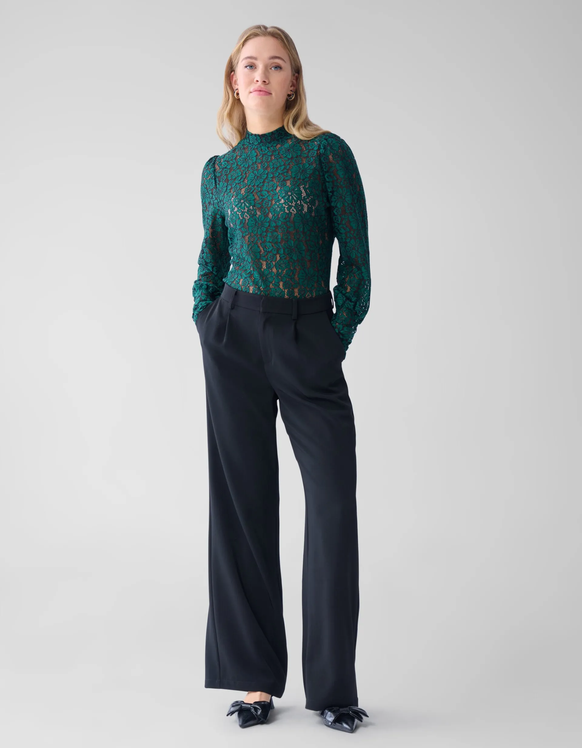 Shoeby Two Tone Kanten Top Donkergroen<DAMES Tops