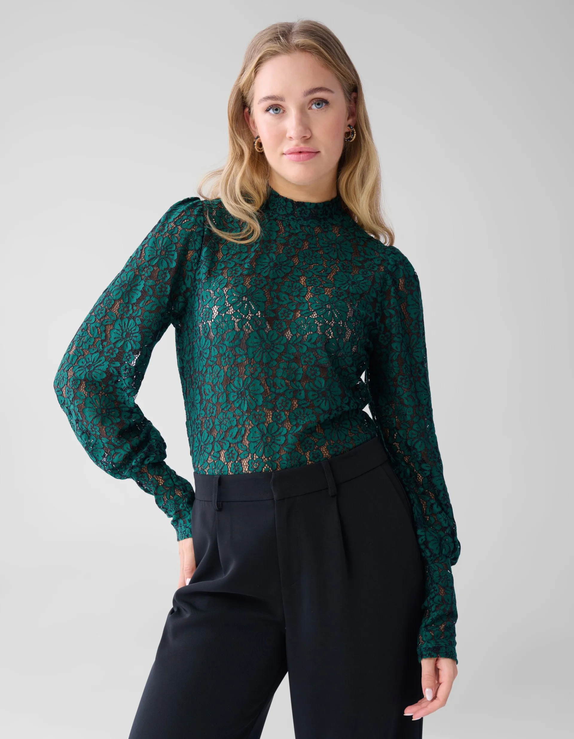 Shoeby Two Tone Kanten Top Donkergroen<DAMES Tops