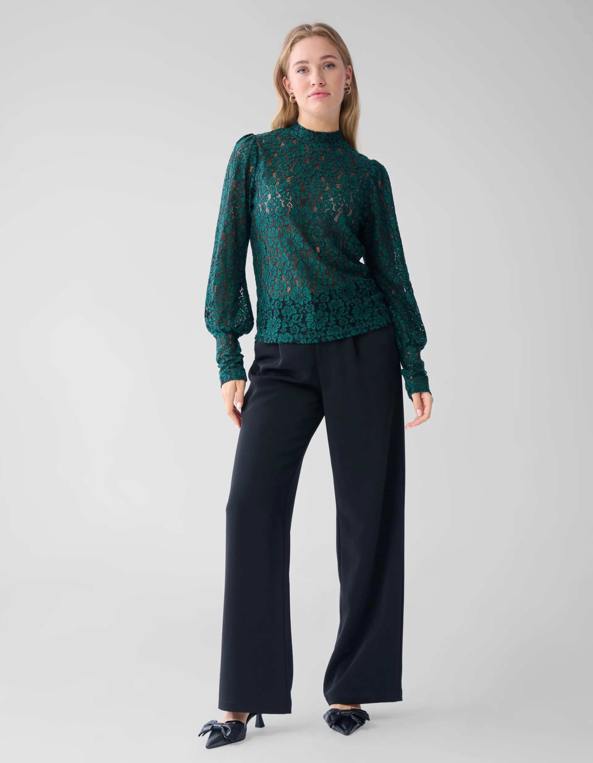 Shoeby Two Tone Kanten Top Donkergroen<DAMES Tops