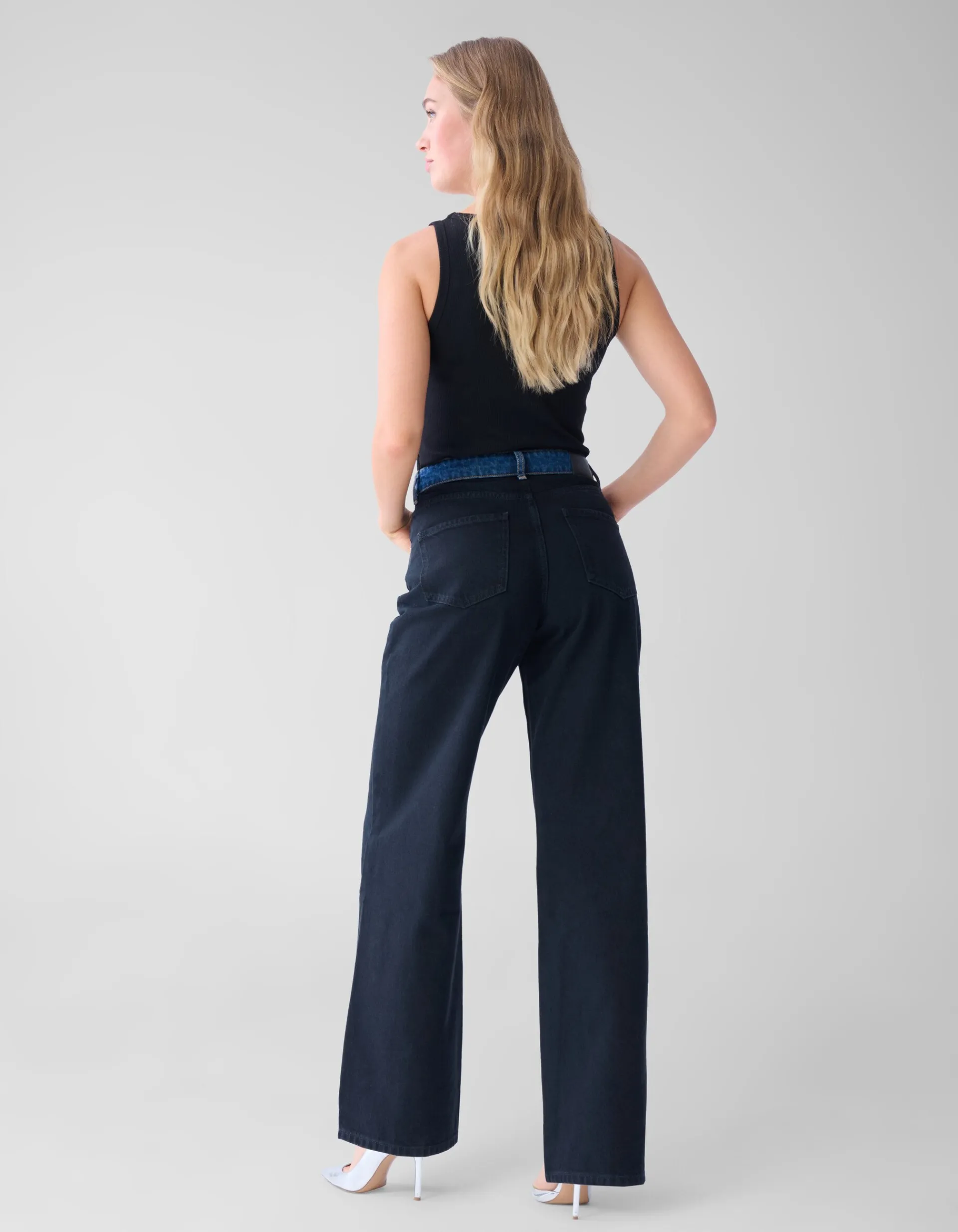 Shoeby Two Tone Wide Leg Fit Jeans Donkerblauw<DAMES Jeans