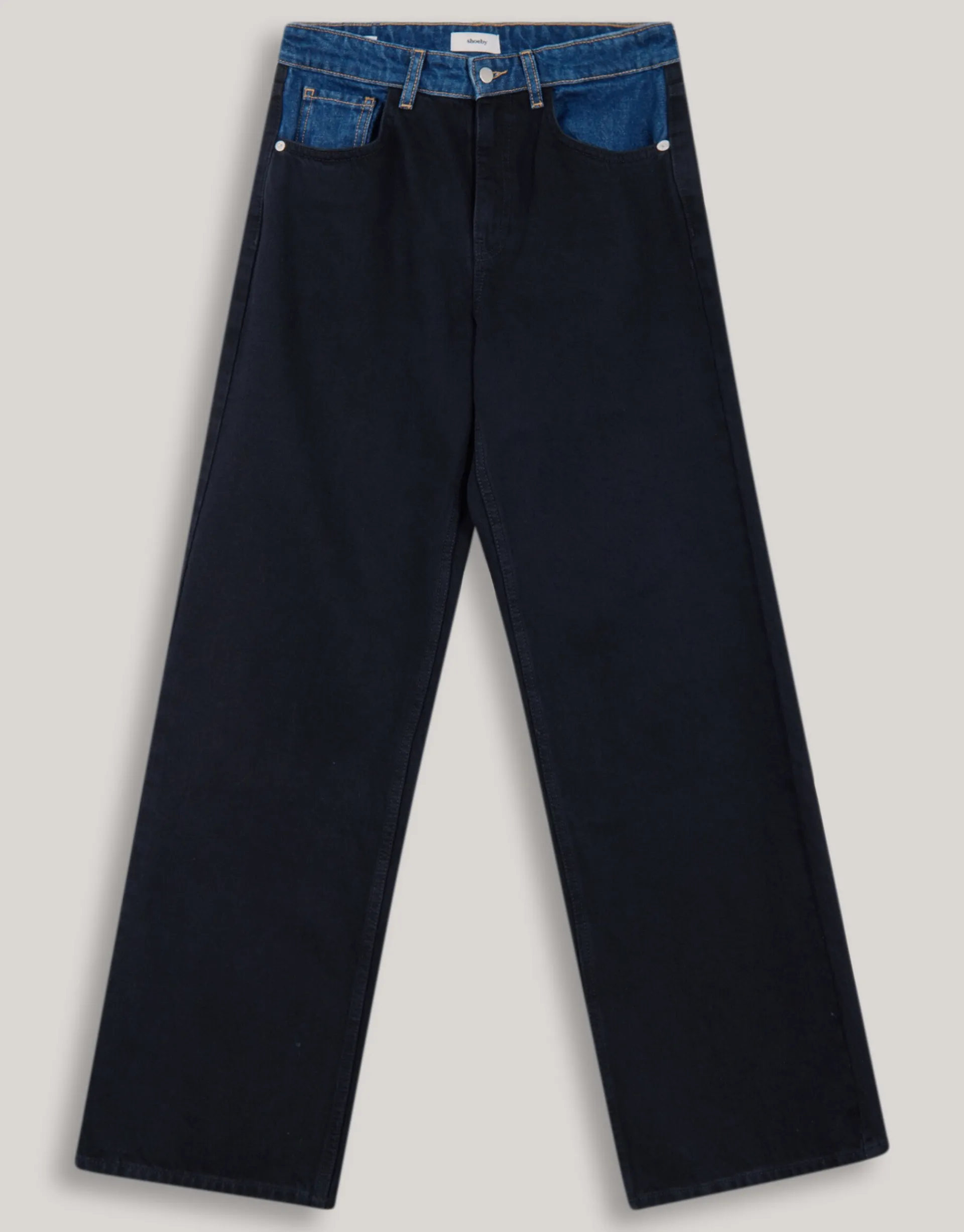 Shoeby Two Tone Wide Leg Fit Jeans Donkerblauw<DAMES Jeans
