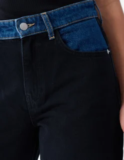 Shoeby Two Tone Wide Leg Fit Jeans Donkerblauw<DAMES Jeans