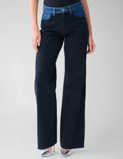 Shoeby Two Tone Wide Leg Fit Jeans Donkerblauw<DAMES Jeans