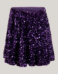 Shoeby Velvet Pailletten Mini Rok Paars< Rokken