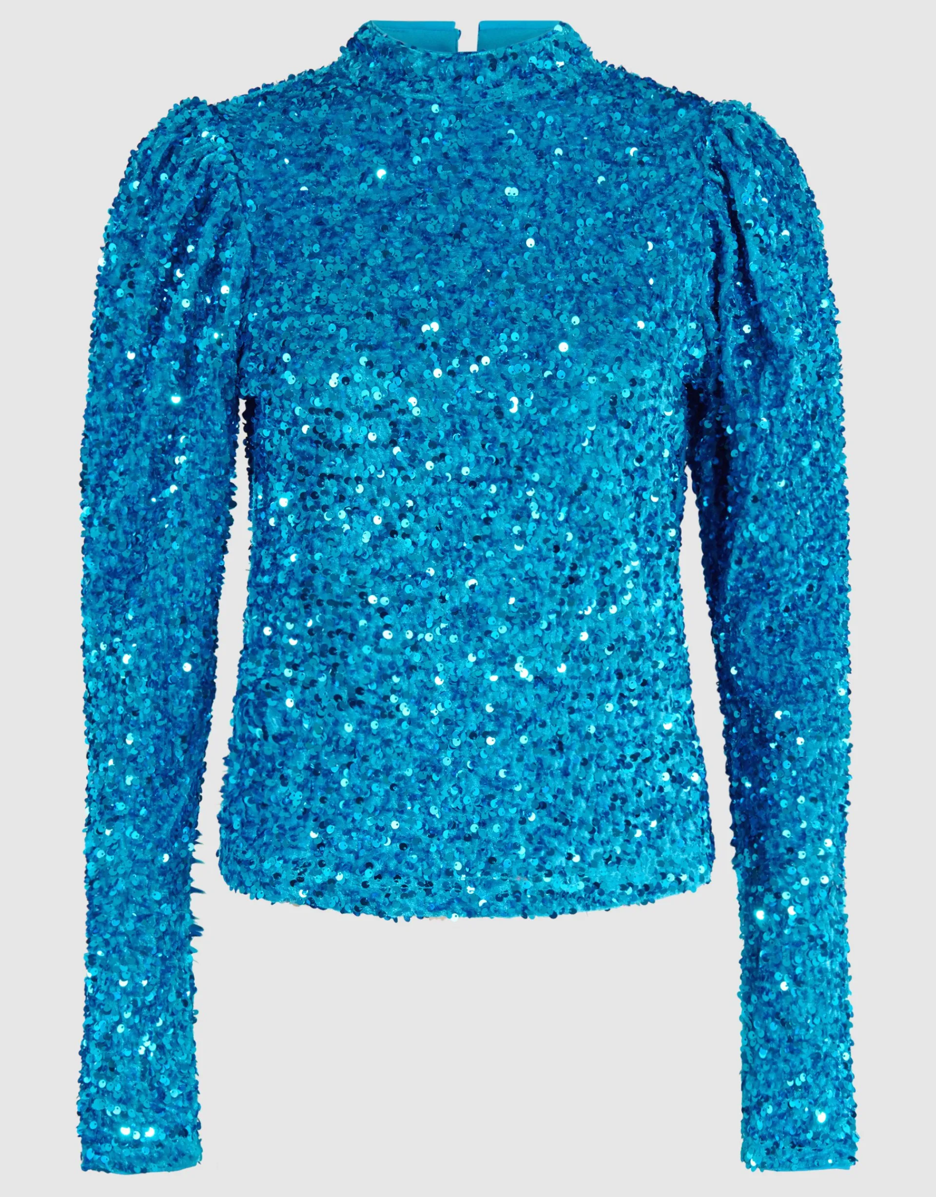 Shoeby Velvet Pailletten Top Blauw<DAMES Tops