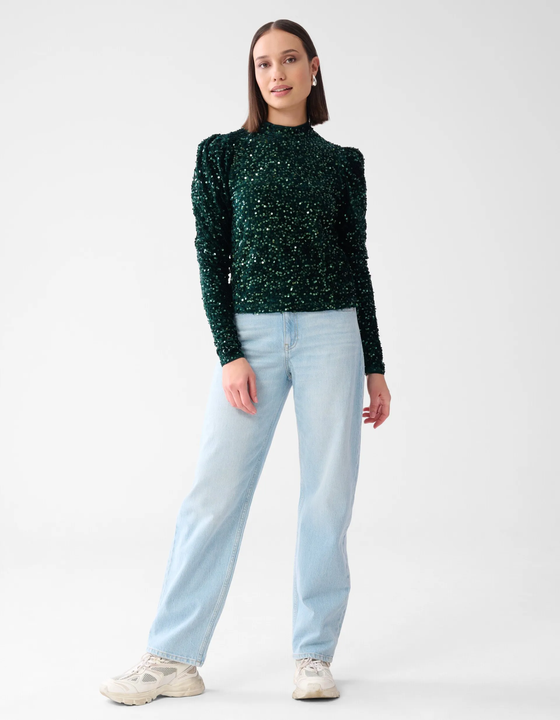 Shoeby Velvet Pailletten Top Donkergroen<DAMES Tops