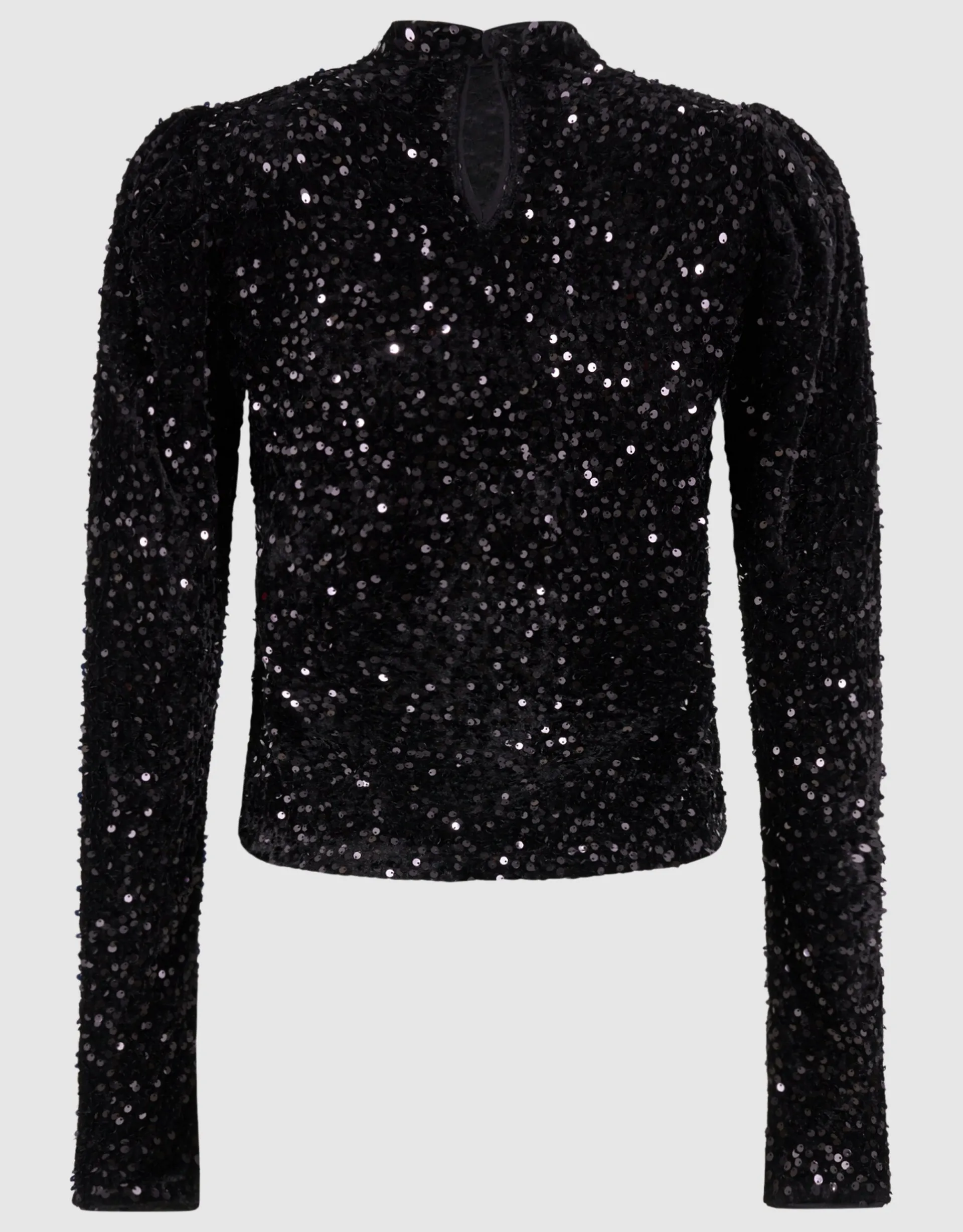 Shoeby Velvet Pailletten Top Zwart<DAMES Tops