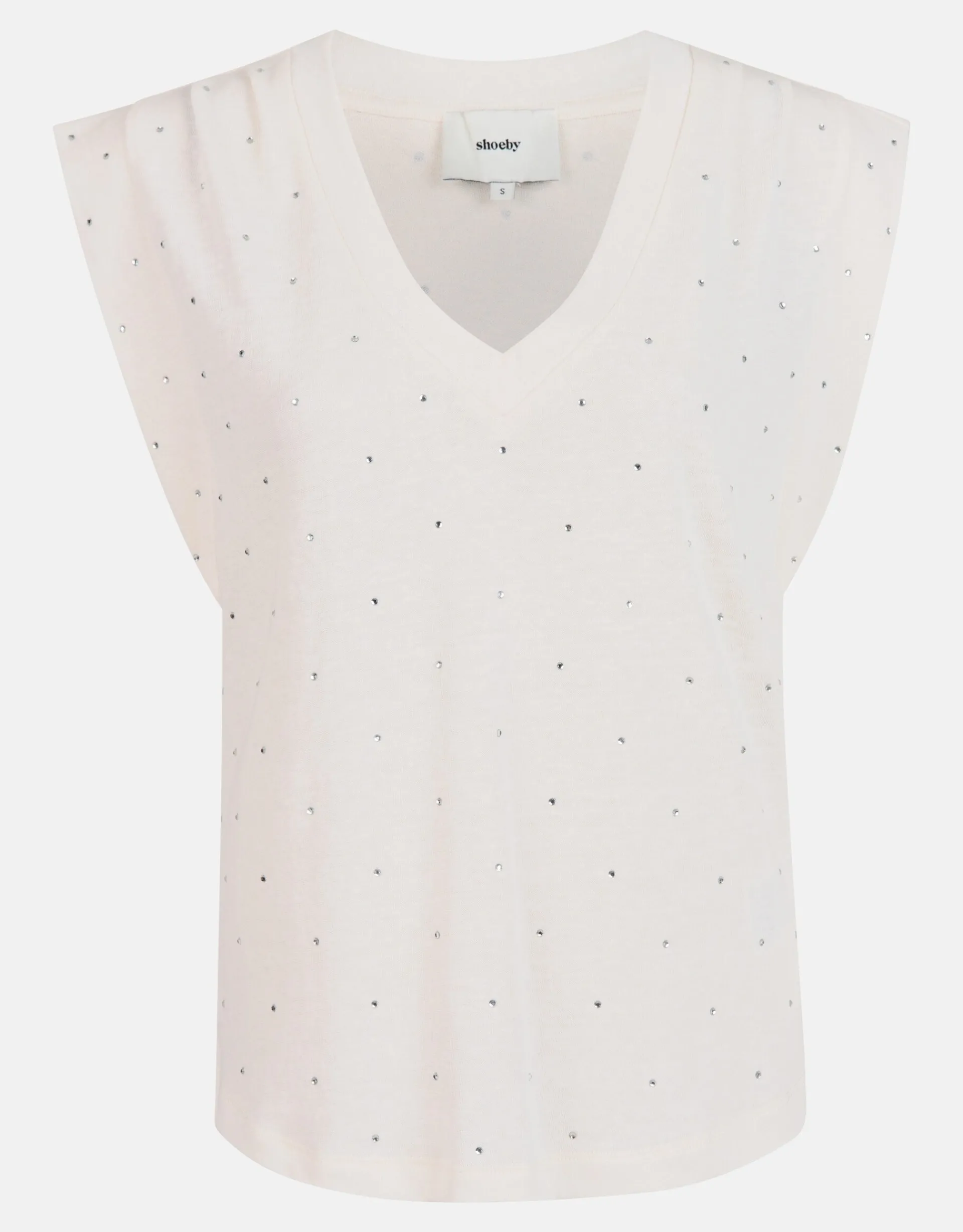 Shoeby V-hals Strass T-shirt Gebroken Wit By Mieke<DAMES T-Shirts
