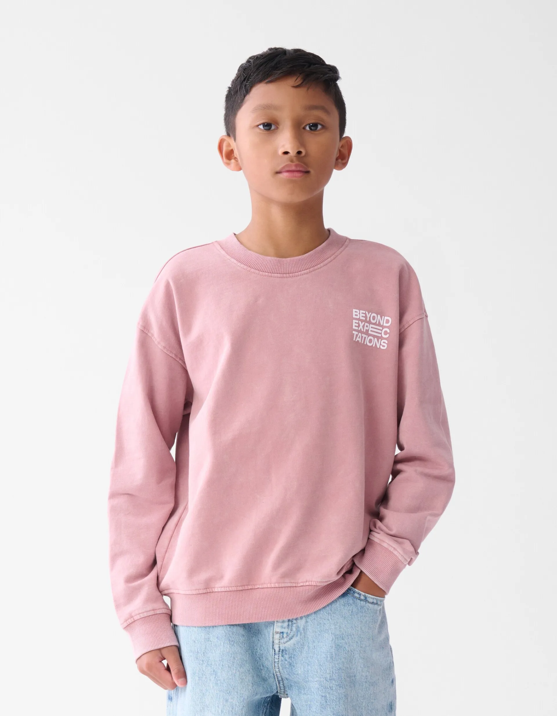 Shoeby Washed Artwork Sweater Donkerroze< Gebreide Truien|Sweaters