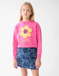 Shoeby Washed Artwork Sweater Roze< Sweaters En Hoodies