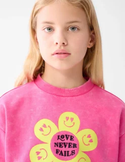Shoeby Washed Artwork Sweater Roze< Sweaters En Hoodies
