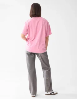 Shoeby Washed Logo T-shirt Roze<DAMES T-Shirts