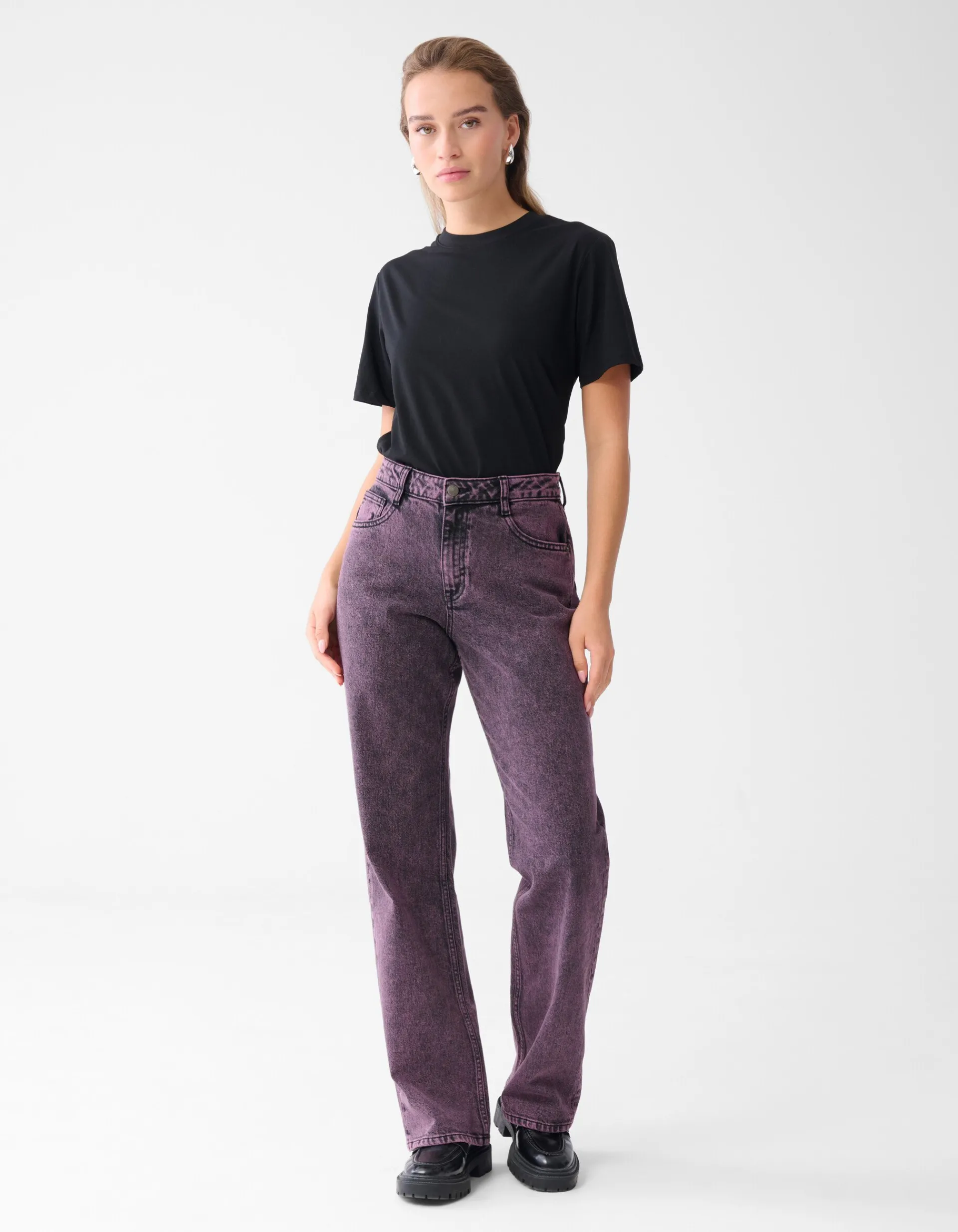 Shoeby Washed Straight Fit Jeans Paars<DAMES Jeans