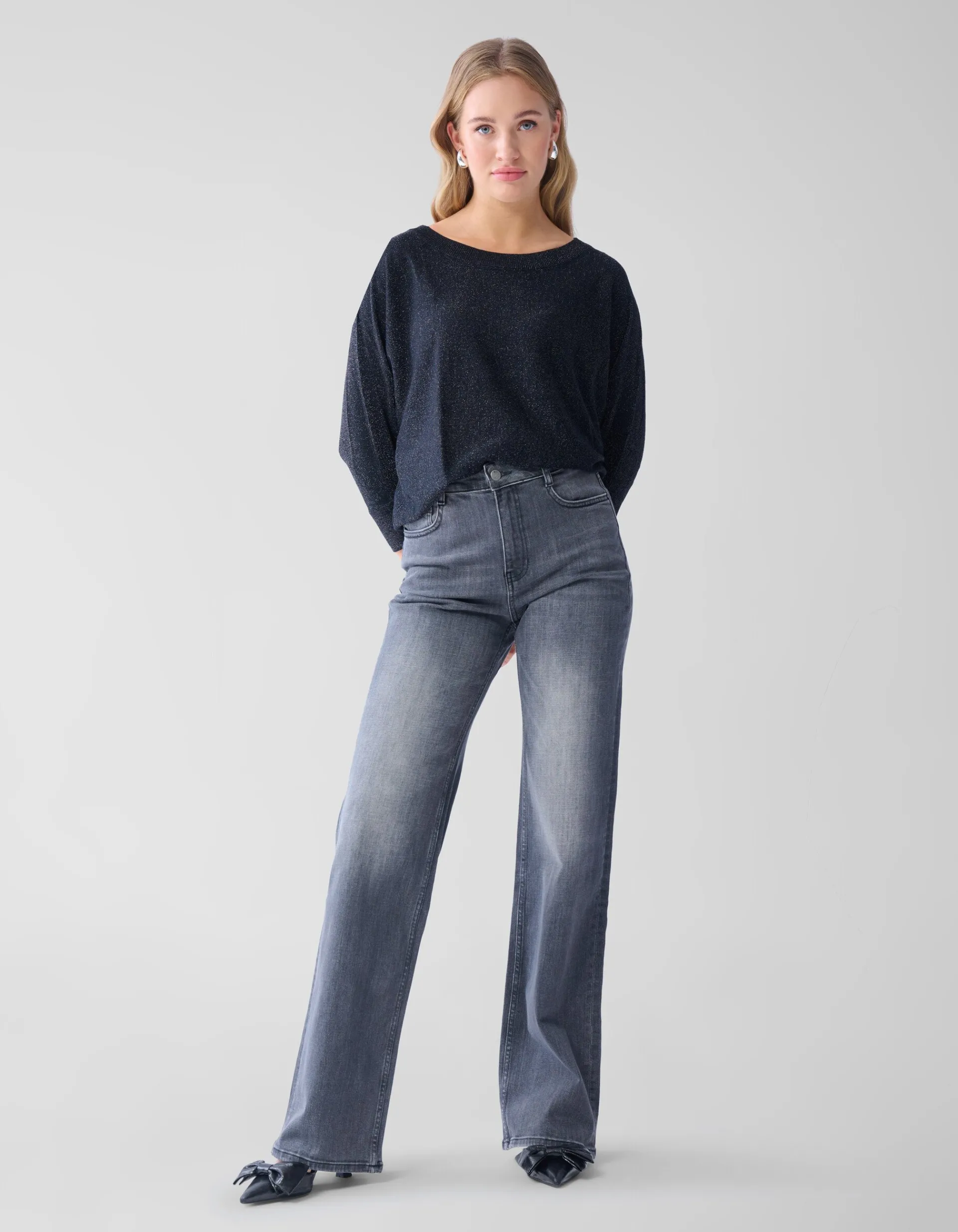 Shoeby Wide Leg Fit Jeans Extra Long Donkergrijs<DAMES Jeans