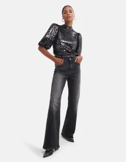 Shoeby Wide Leg Jeans Donkergrijs By Fred<DAMES Jeans