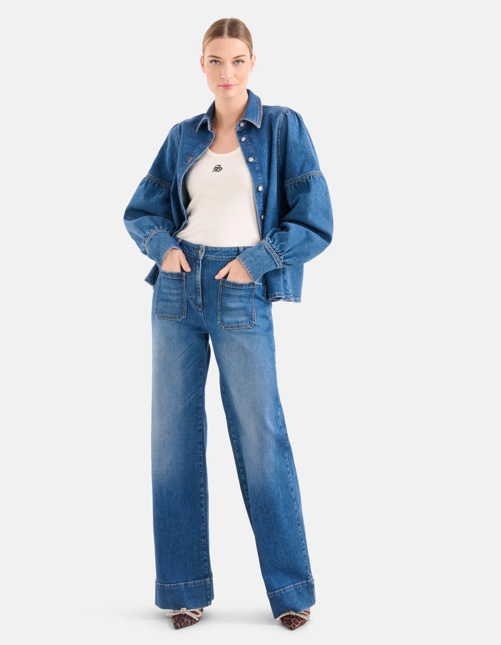 Shoeby Wide Leg Jeans Mediumstone By Mieke<DAMES Jeans