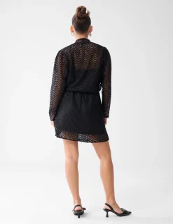 Shoeby Zigzag Kanten Mini Jurk Zwart<DAMES Jurken