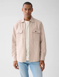 Shoeby Zip Overshirt Zand<Heren Overshirts