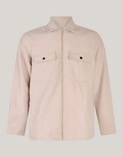 Shoeby Zip Overshirt Zand<Heren Overshirts