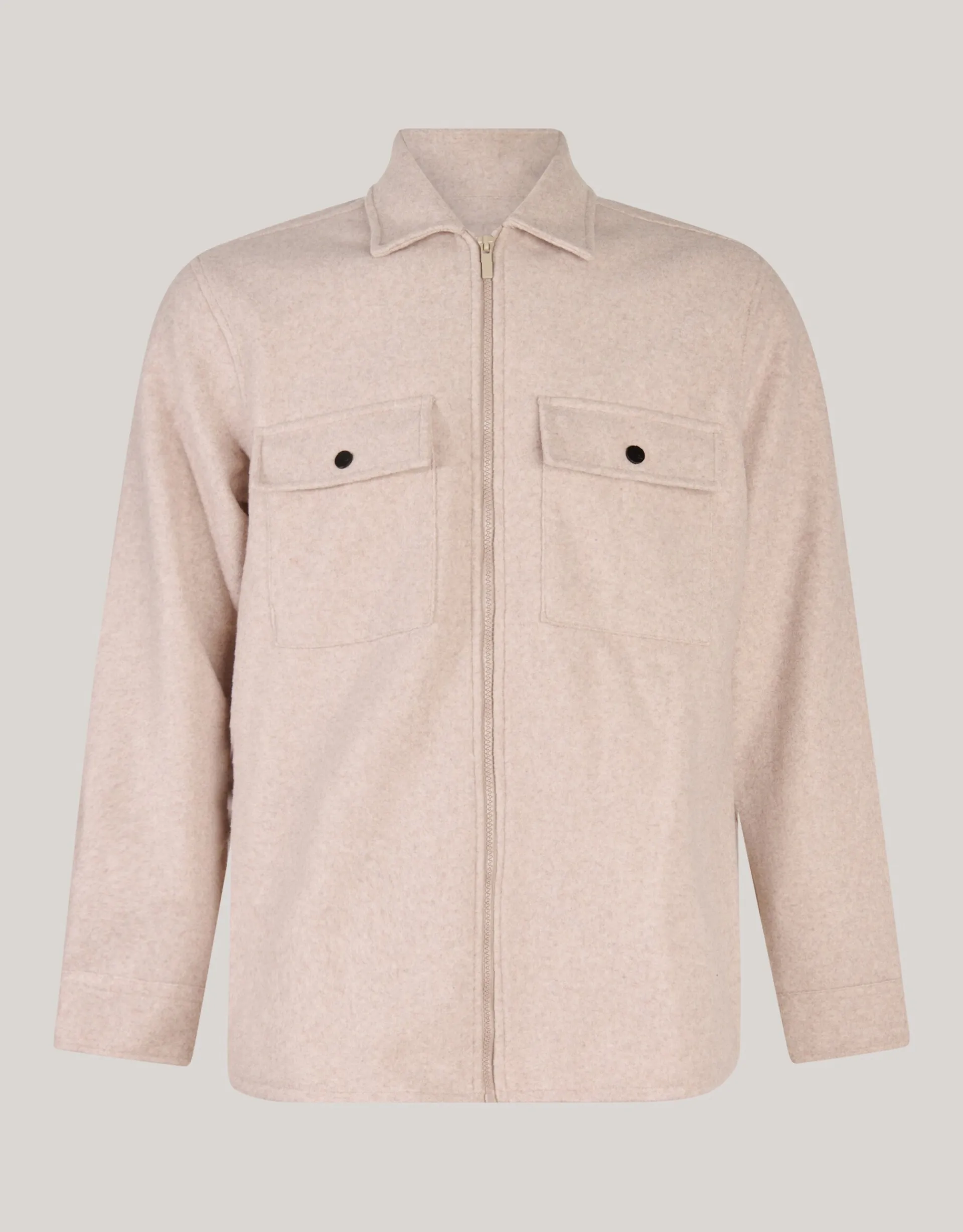 Shoeby Zip Overshirt Zand<Heren Overshirts