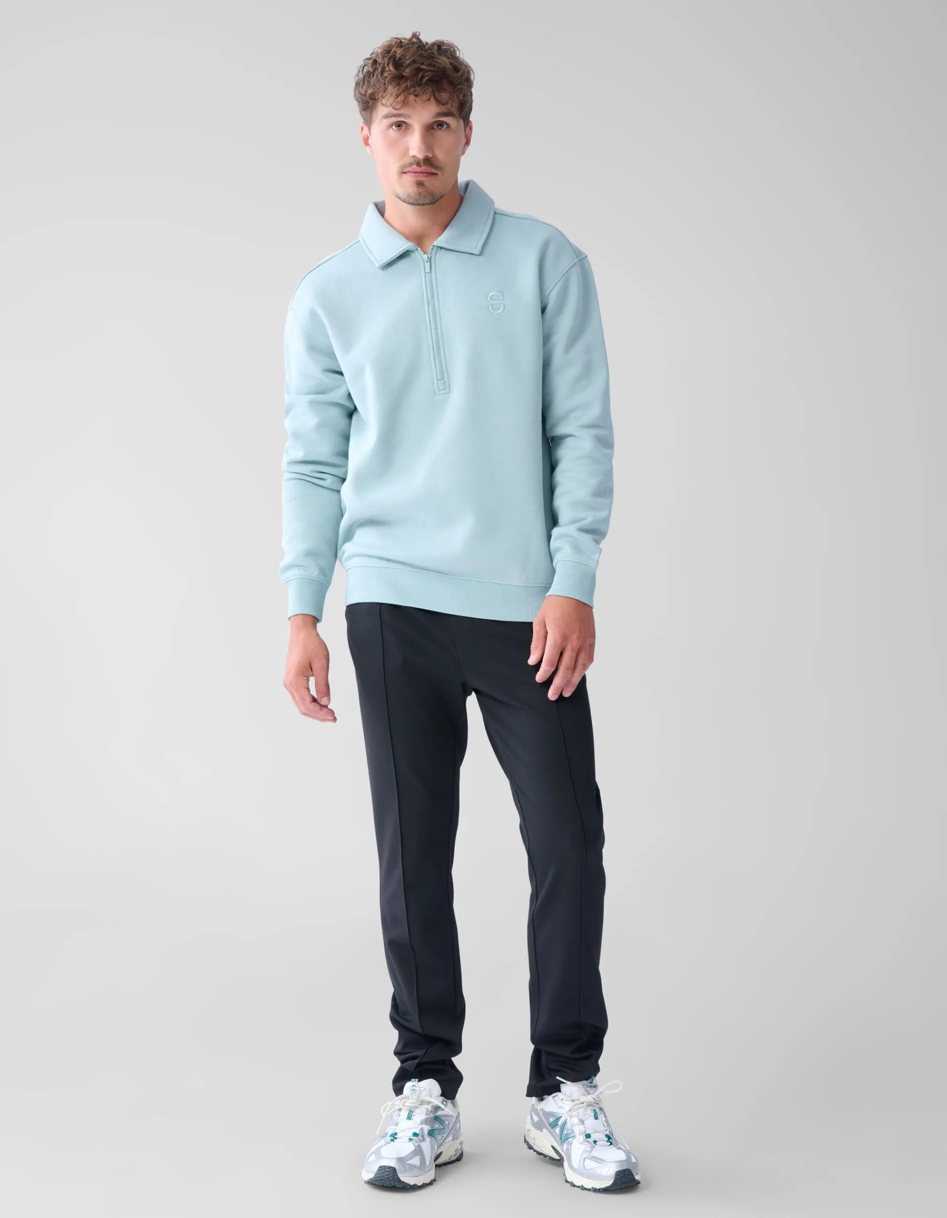 Shoeby Zipper Badge Sweater Lichtgroen<Heren Truien En Sweaters