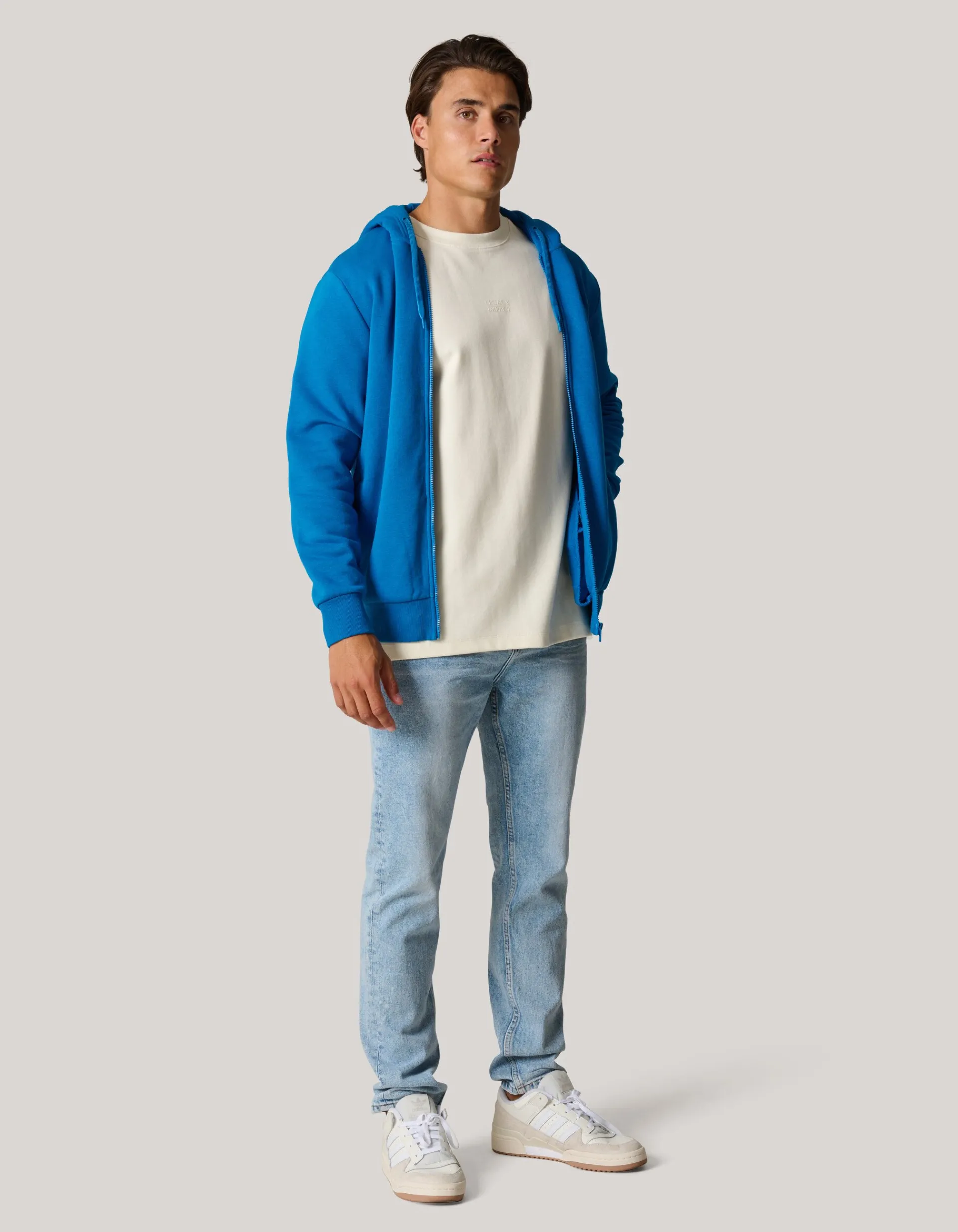 Shoeby Zipper Hoodie Blauw<Heren Truien En Sweaters