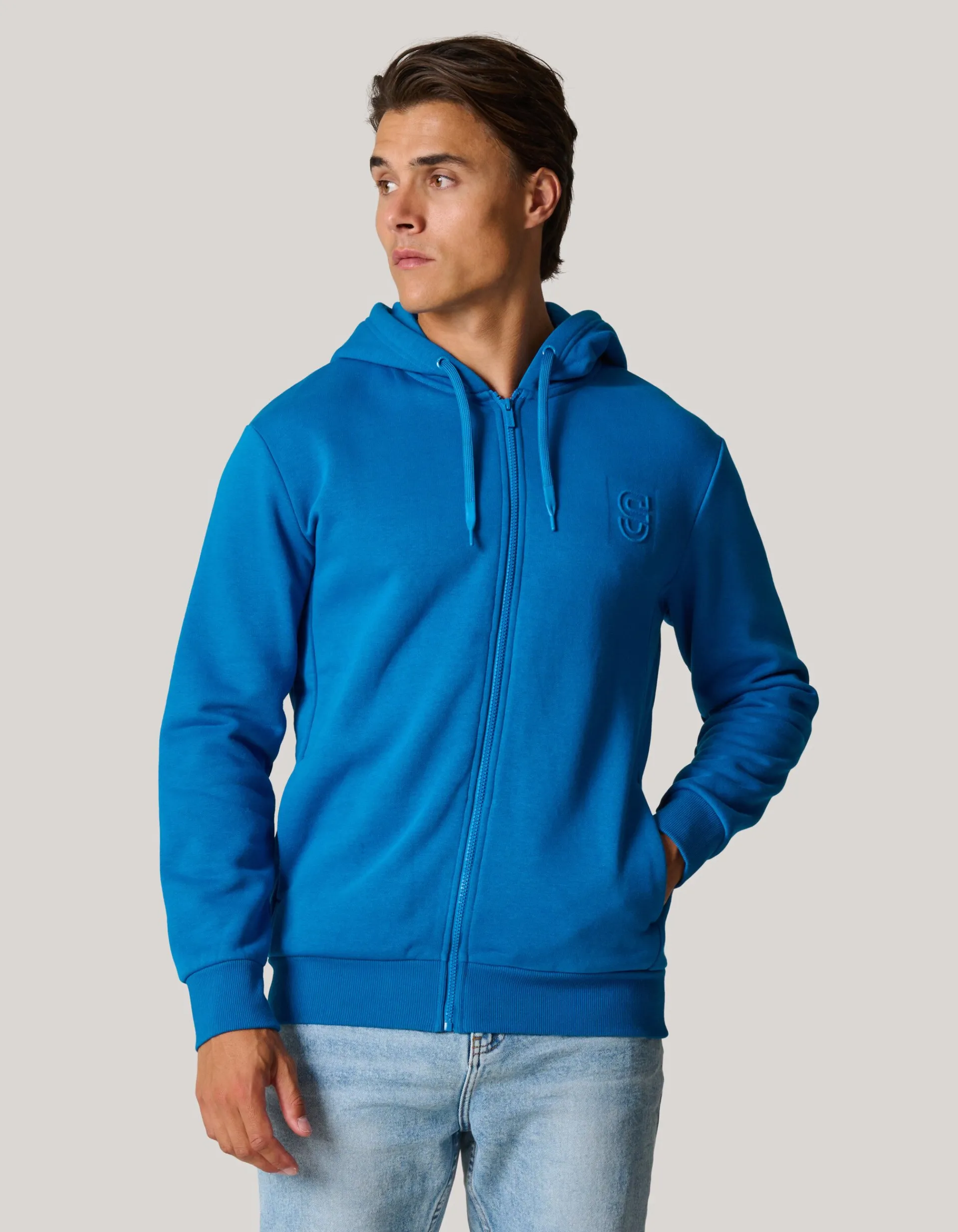 Shoeby Zipper Hoodie Blauw<Heren Truien En Sweaters