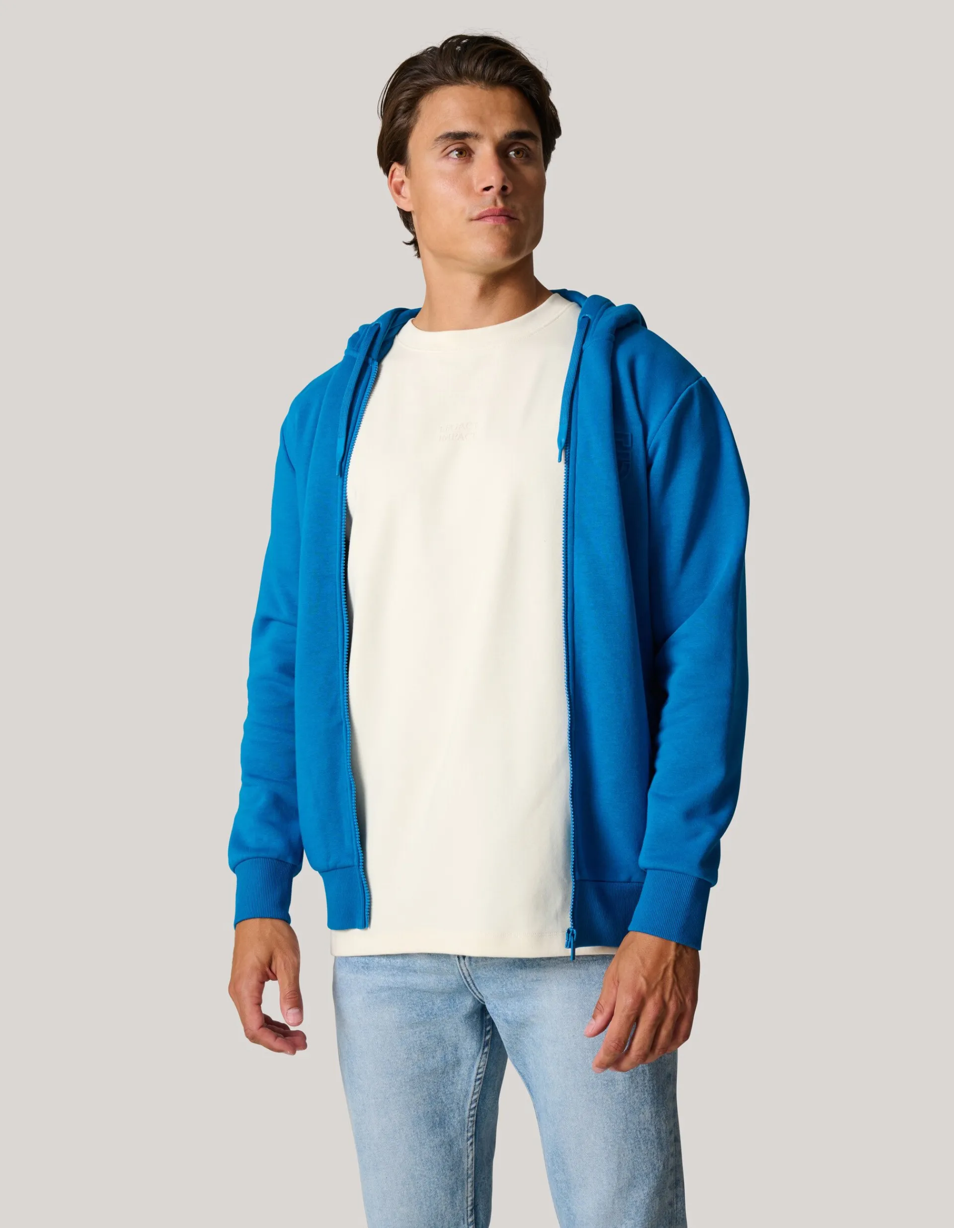Shoeby Zipper Hoodie Blauw<Heren Truien En Sweaters