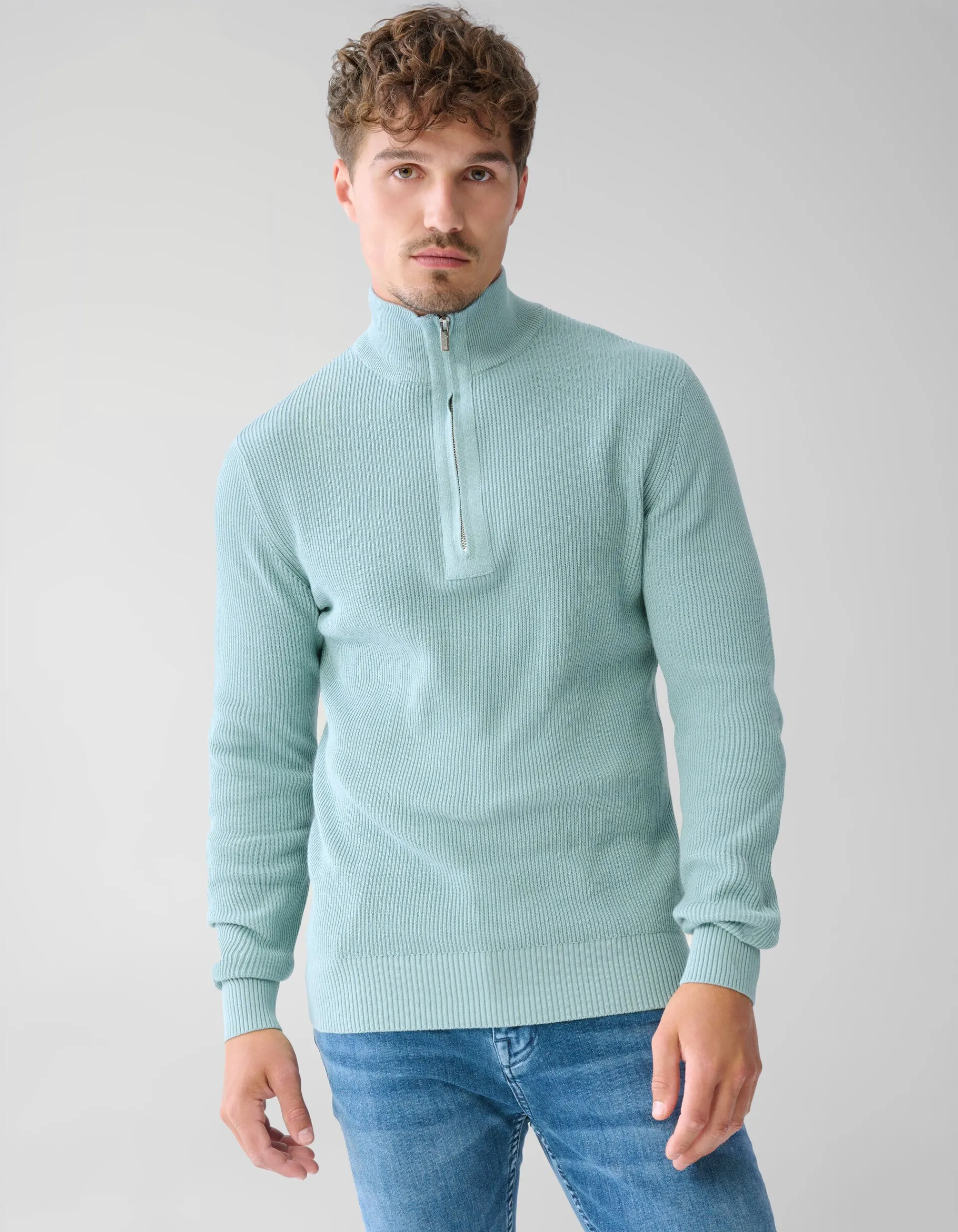Shoeby Zipper Trui Lichtgroen<Heren Truien En Sweaters